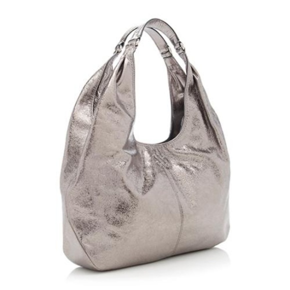 Coach Handbags - Coach Metallic Gunmetal Julia Leather Hobo Bag EUC